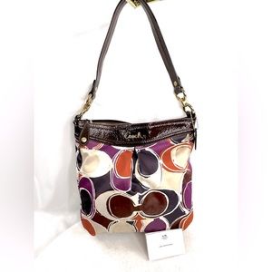 Coach Ashley F20016 Hand Drawn Scarf Print Multicolor Hippie Shoulder Bag Purse